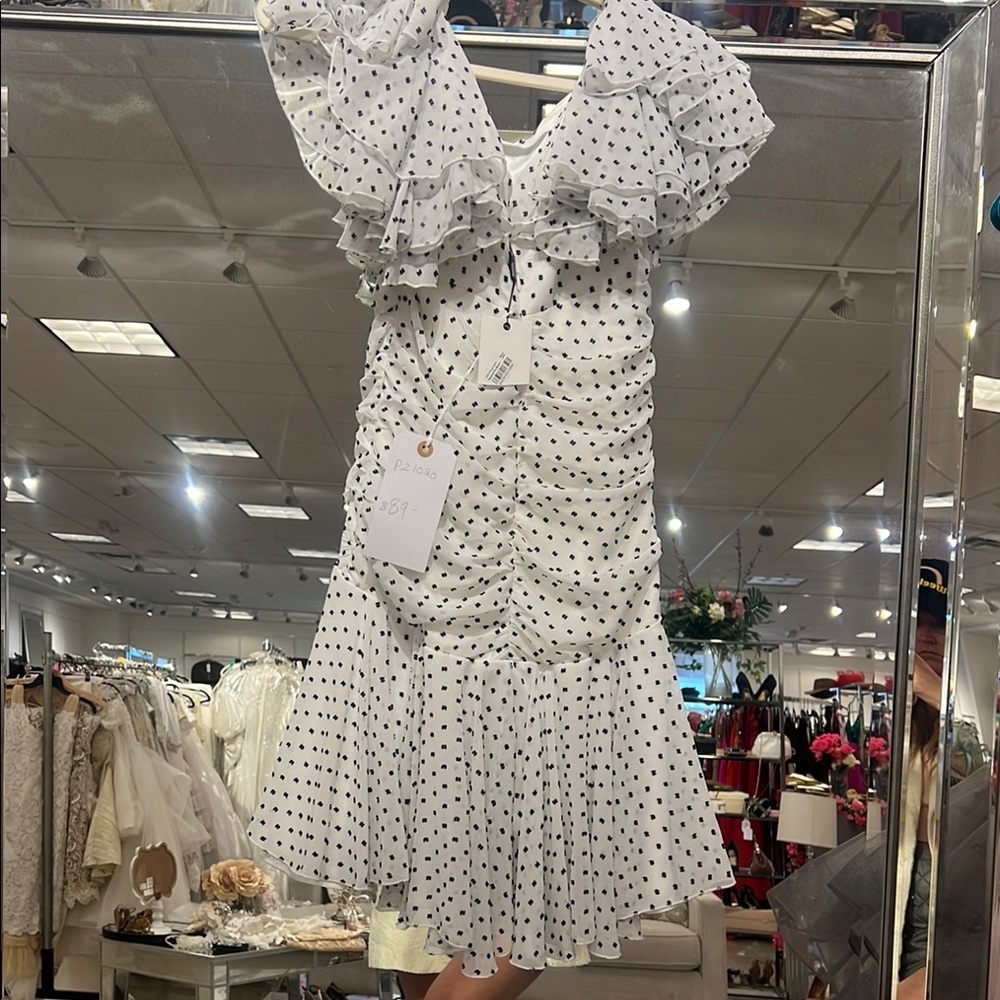 White Polka Dot Ruffle Dress